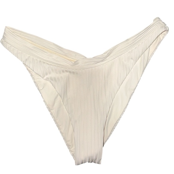 L Space Pointella Cabana Cream Ribbed Bikini Bottom - Picture 1 of 4